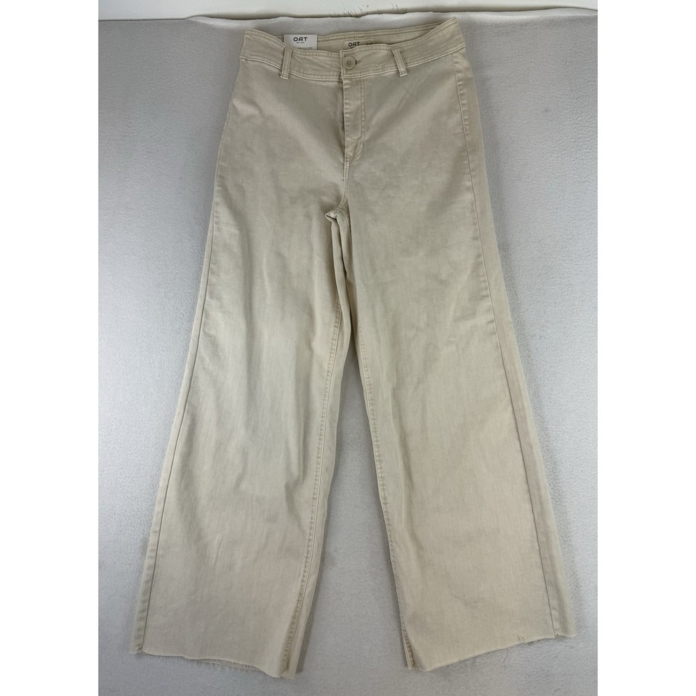 Oat New York High Rise Wide Leg Oatmeal Jeans Womens 8 29 Raw Hem NWT